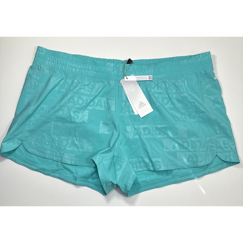 Adidas Pacer Woven Deboss Training Running Shorts Mint Blue HN0833 Sz XL